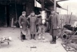 Kurt Beyer(links) beim Pferdbeschlagen